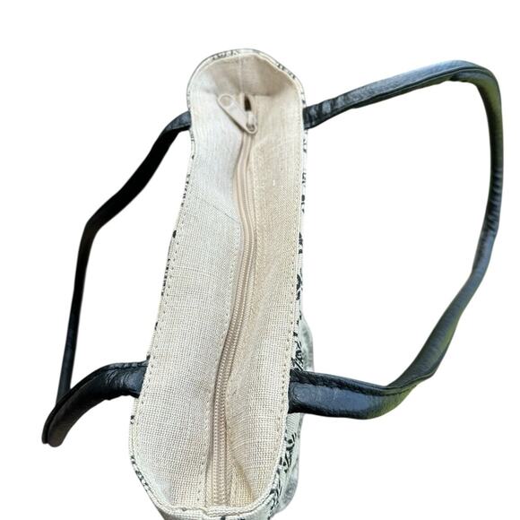 Jute Cream and Black Small Tote Bag EUC - Picture 3 of 8